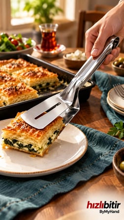 ByMyHand Paslanmaz Çelik Spatula Mutfak Servis Maşası Et Pişirme Maşası