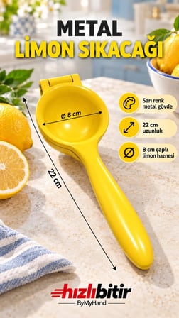 ByMyHand Döküm Sarı Limon Sıkacağı Narenciye sıkacağı(Büyük Boy)