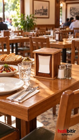 ByMyHand Paslanmaz Ahşap Ev Lokanta Restoran Cafe ve Lokanta İçin Peçetelik