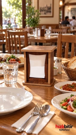 ByMyHand Paslanmaz Ahşap Ev Lokanta Restoran Cafe ve Lokanta İçin Peçetelik