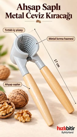 ByMyHand Döküm Metal Ahşap Saplı Ceviz Kıracağı No1