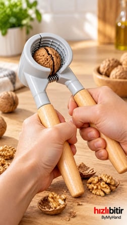 ByMyHand Döküm Metal Ahşap Saplı Ceviz Kıracağı No1