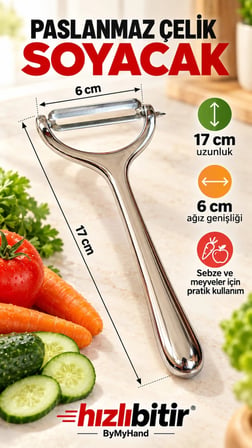 ByMyHand Pratik Paslanmaz Çelik Jülyen Soyacak Patates Meyve ve Sebze Soyucu No2