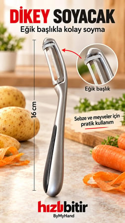 ByMyHand Pratik Paslanmaz Çelik Lüx Yan Jülyen Soyacak Patates Meyve ve Sebze Soyucu