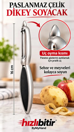 ByMyHand Pratik Paslanmaz Çelik Lüx  Jülyen Soyacak Patates Meyve ve Sebze Soyucu ve Oyacak