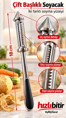 ByMyHand Pratik Paslanmaz Çelik Lüx  Çift Bıçaklı Jülyen Soyacak Patates Meyve ve Sebze Soyucu ve Oyacak