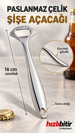 ByMyHand Paslanmaz Çelik Şişe Açacağı 16 Cm