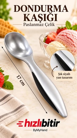 ByMyHand Paslanmaz Çelik Dondurma Kaşığı 17 Cm