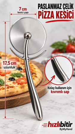 ByMyHand Paslanmaz Çelik Pizza ve Hamur Kesici