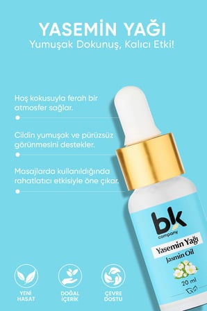 Yasemin Yağı %100 Saf - Duygusal Denge, Cilt Bakımı Ve Aromaterepi Serum 20 ml