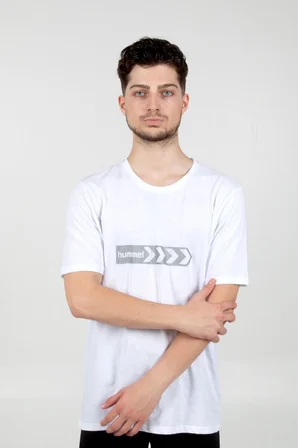 Hummel Armin Pamuklu Antrenman Tişört Beyaz Baskılı