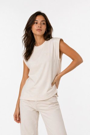 hummel Remiendo S/S 912323-9157 Krem kadın T-shirt
