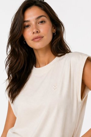 hummel Remiendo S/S 912323-9157 Krem kadın T-shirt
