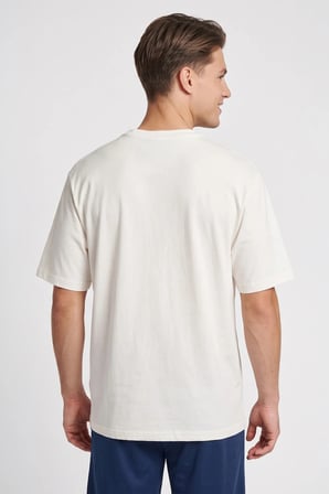 Hummel Oversize % 100 Pamuk Bisiklet Yaka T Shirt Erkek T SHİRT 912433-9157 EKRU