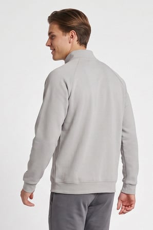 Hummel Pamuklu Dik Yaka Fermuarlı Sweat Erkek SWEAT 922581-2521 GRİ