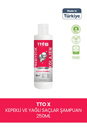 TTO-X Prebiyotik & Kolajen Kepekli ve Yağlı Saçlar Şampuan 250ml 
