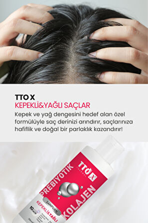 TTO-X Prebiyotik & Kolajen Kepekli ve Yağlı Saçlar Şampuan 250ml 