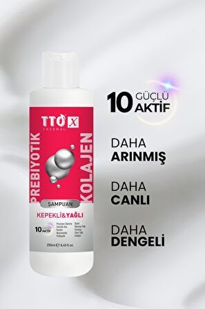 TTO-X Prebiyotik & Kolajen Kepekli ve Yağlı Saçlar Şampuan 250ml 