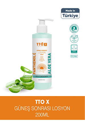 TTO X Aloe Vera Losyon Güneş Sonrası Bakım, Nemlendirici, Ferahlatıcı, Yatıştırıcı 200 ml