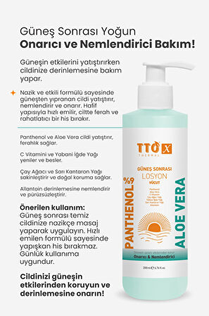 TTO X Aloe Vera Losyon Güneş Sonrası Bakım, Nemlendirici, Ferahlatıcı, Yatıştırıcı 200 ml