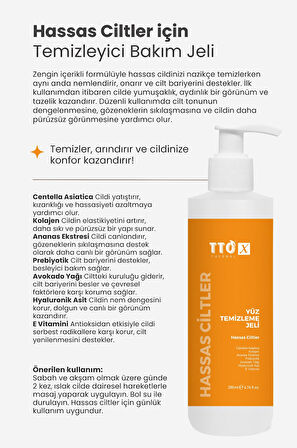 TTO-X Yüz Temizleme Jeli – Hassas Ciltler 200 ml