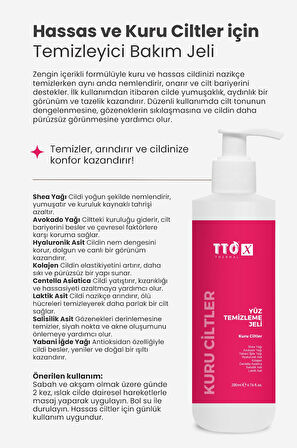 TTO-X Yüz Temizleme Jeli – Kuru Ciltler 200 ml