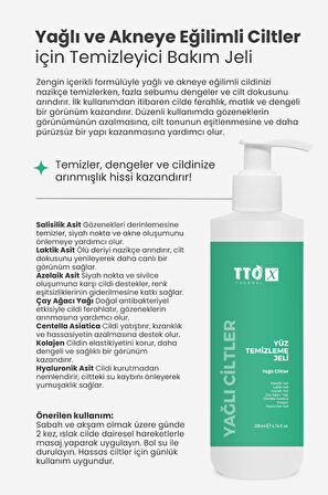 TTO-X Yüz Temizleme Jeli – Yağlı Ciltler 200 ml
