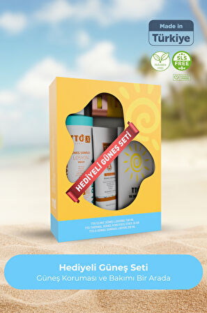 TTO 3’lü Hediyeli Güneş Bakım Seti – SPF 50 Güneş Kremi + Stick + Güneş Sonrası Losyon