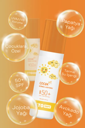 TTO Soft Kids Güneş Losyonu SPF 50 200 ml – Hassas Çocuk Ciltleri İçin Yüksek Korumalı Güneş Bakımı