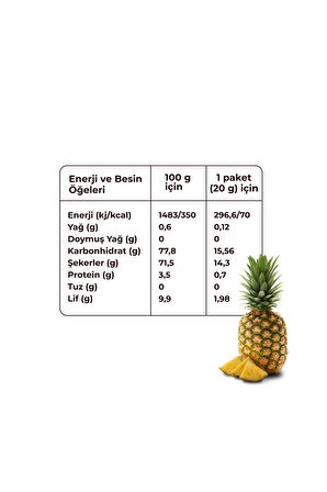 Ananas Kuru Meyve Cipsi - Dondurularak Kurutulmuş Freeze Dried Çıtır Ananas