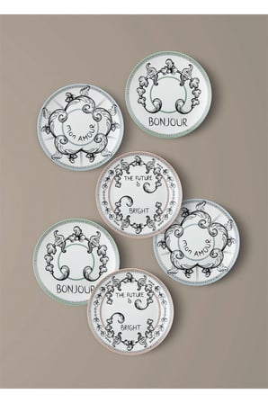 The Mia Bonjour 6'lı New Bone China Porselen Pasta Tabağı Seti 21 cm Renkli