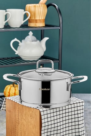Cooker Bomonti 16 cm 2 Litre İndüksiyon Uyumlu Paslanmaz Çelik Derin Tencere CKR3191