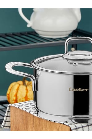 Cooker Bomonti 16 cm 2 Litre İndüksiyon Uyumlu Paslanmaz Çelik Derin Tencere CKR3191