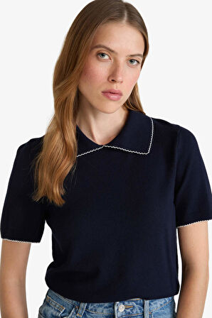 Regular Fit Polo Yaka Triko Kazak