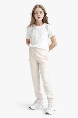 Standart Fit Basic Düz Beli Lastikli Okul Jogger Eşofman Altı Kız Çocuk Y1226A625AUBG667
