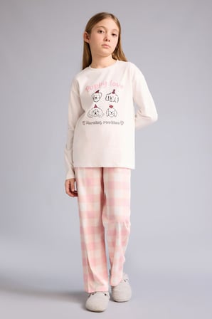 DeFacto %100 Pamuklu 2'li Pijama Takımı Kız Çocuk H0102A826SPER103
