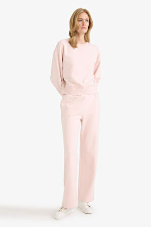 Straight Fit Basic Düz Cepli Yüksek Bel Eşofman Altı