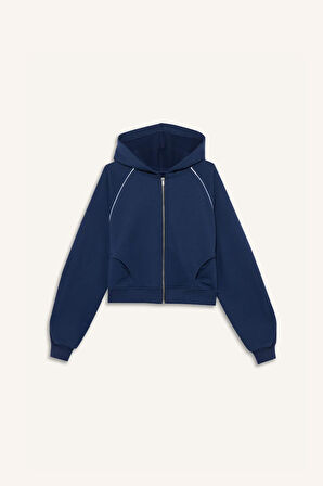 Coool Loose Fit Kapüşonlu Fermuarlı Sweatshirt