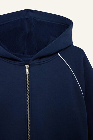 Coool Loose Fit Kapüşonlu Fermuarlı Sweatshirt