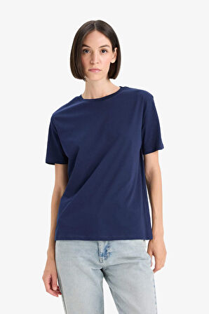 Regular Fit Bisiklet Yaka Basic Düz Penye Kısa Kollu Tişört