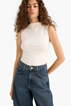 Fitted Yarım Balıkçı Yaka Ribana Atlet