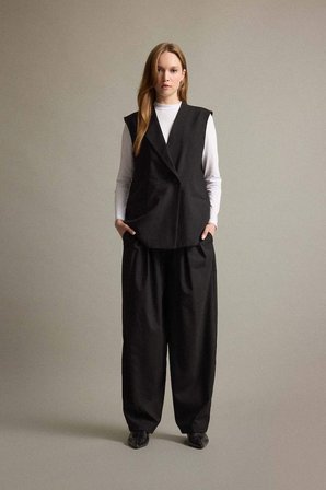 DeFacto Regular Fit Ceket Yaka Düğmeli Blazer Yelek F6105AX25AUBK81