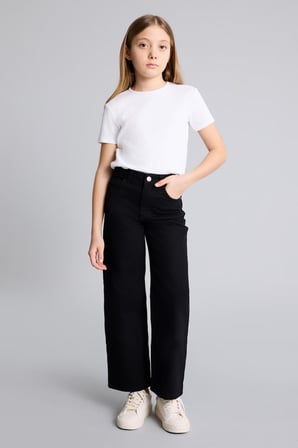 DeFacto %100 Pamuk 90's Wıde Leg İspanyol Paça Gabardin Pantolon Kız Çocuk G0603A826SPBK27