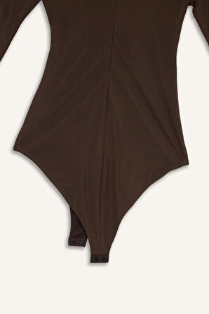 Slim Fit Dar Kesim Tül Uzun Kollu Tişört