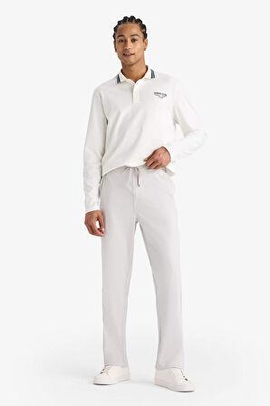 DeFactoFit Standart Fit Polo Yaka Baskılı Sporcu Uzun Kollu Tişört