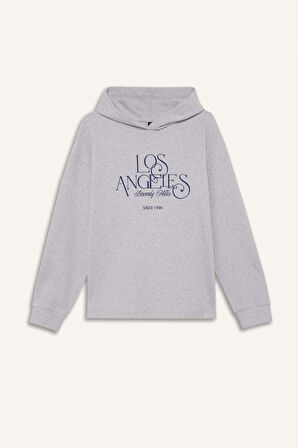 Relax Fit Kapüşonlu Baskılı Sweatshirt