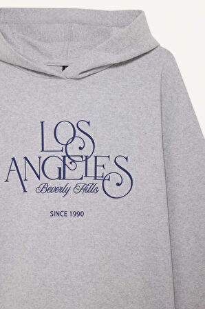 Relax Fit Kapüşonlu Baskılı Sweatshirt