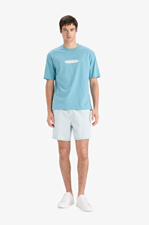 DeFacto %100 Pamuk Boxy Fit Bisiklet Yaka Baskılı Kısa Kollu Tişört F6122AX25SMGN203