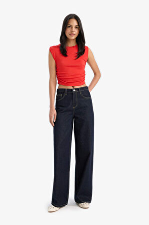 DeFacto Slim Fit Dar Kesim Bisiklet Yaka Büzgülü Ribana Atlet F4422AX25SMRD44