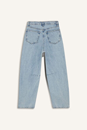 Barrel Fit Normal Bel Bilek Boy Jean Yıkamalı Pantolon